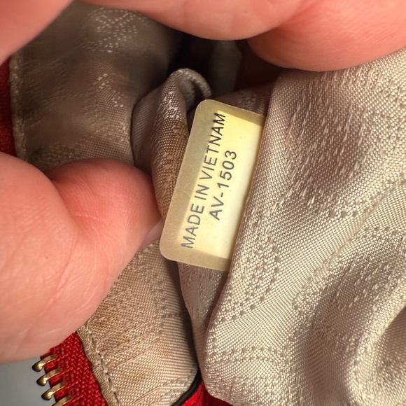 Michael Kors Jet Set Red Pebbled Leather Crossbody Bag AV-1503 Gold Chain Strap - Picture 12 of 16